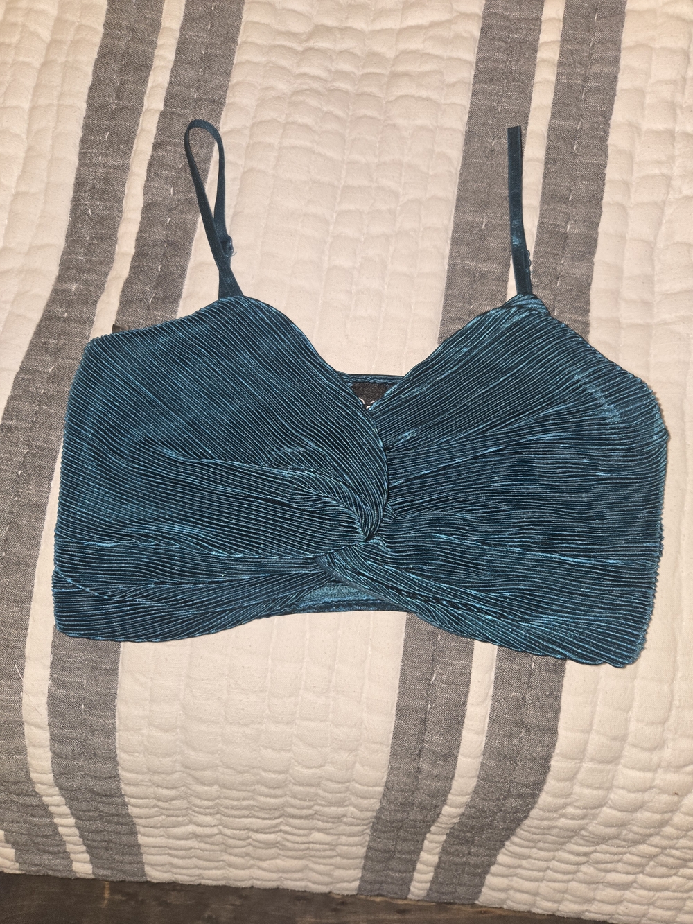 Windsor Teal Pleated Twist-Front Camisole